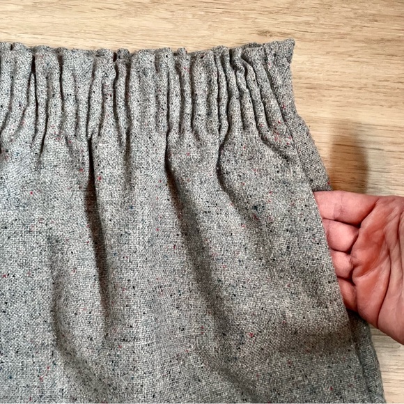 J. Crew Grey Fleck Tweed Wool Blend Paper Bag Waist Mini Skirt Size 6 EUC - Picture 7 of 10